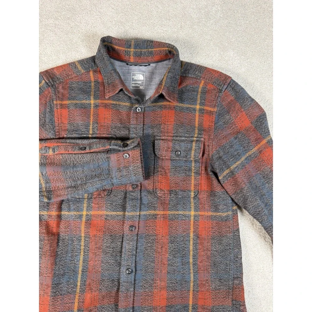 The North Face Men's Arroyo Flannel Shirt Size Small Summit‎ Grey Orange Cotton